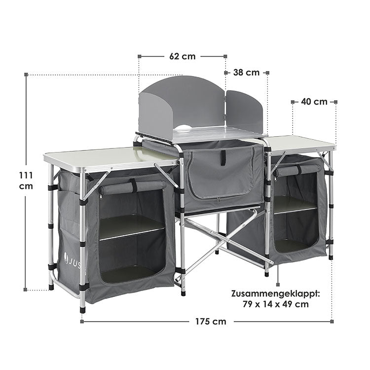 Abmessungen Große Campingküche Garda Grau 