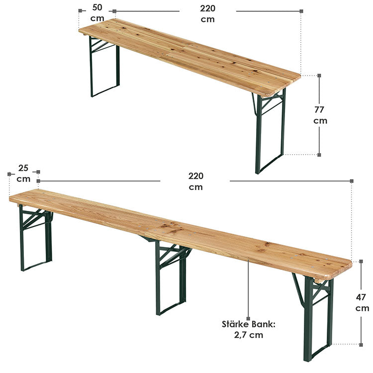 Abmessungen Bierzeltgarnitur Passau 3-teilig klappbar