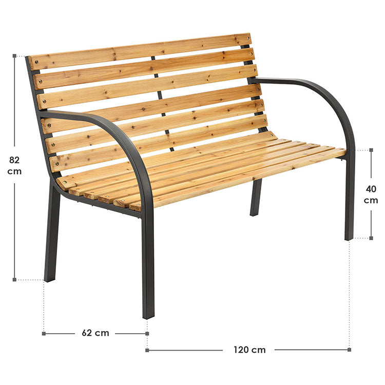 Abmessungen Moderne 2-Sitzer-Gartenbank Modena aus Holz und Stahl