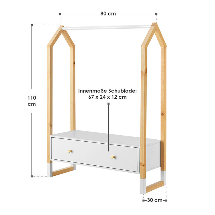 Abmessungen Kinder Kleiderständer Filla Weiß