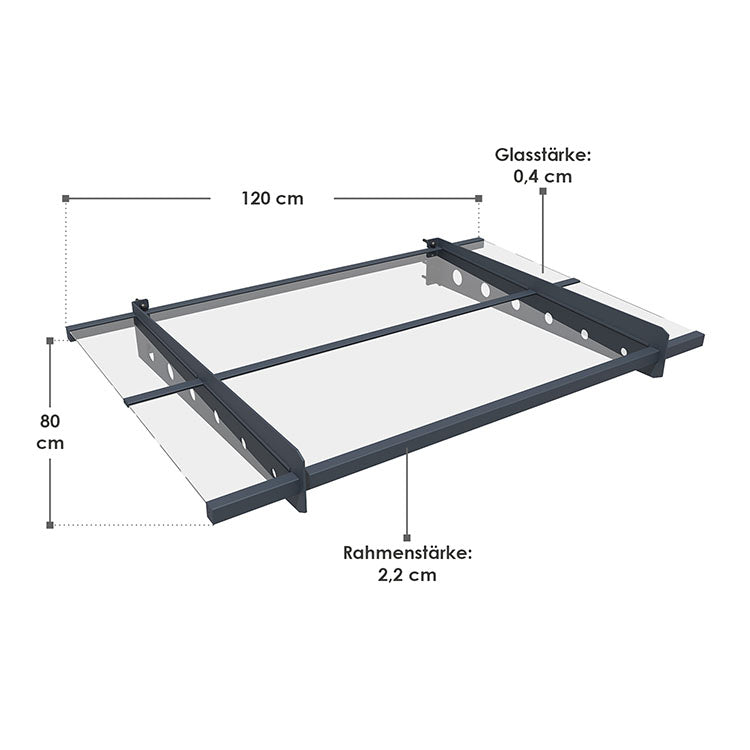 Abmessungen Vordach Manila 120x80 cm Dunkelgrau