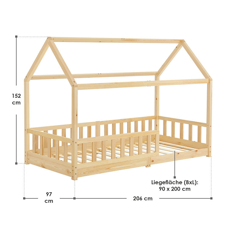 Abmessungen Kinderbett Marli 90 x 200 cm Natur; 