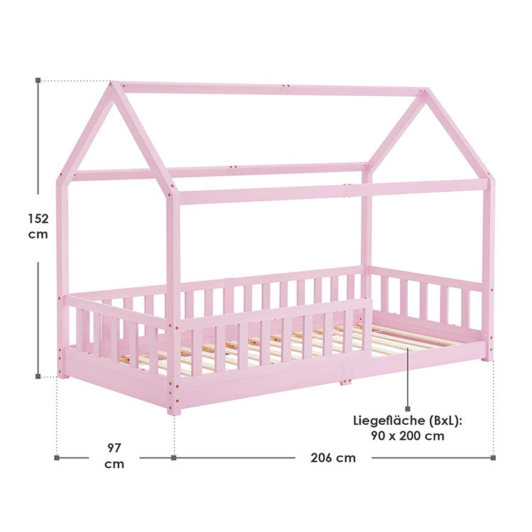 Abmessungen Kinderbett Marli 90 x 200 cm Rosa
