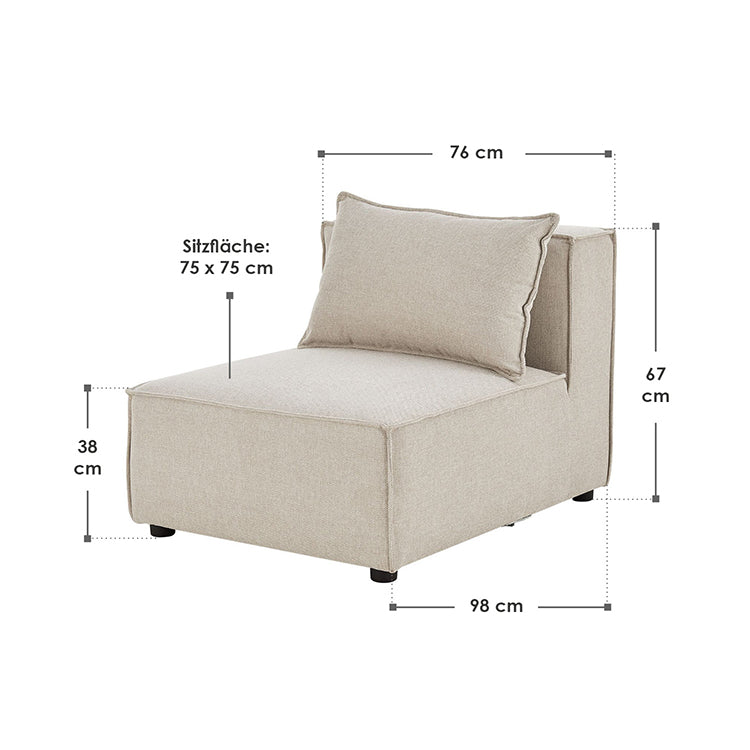 Abmessungen Modulares Sofa Domas - Mittelsofa Stoff Beige