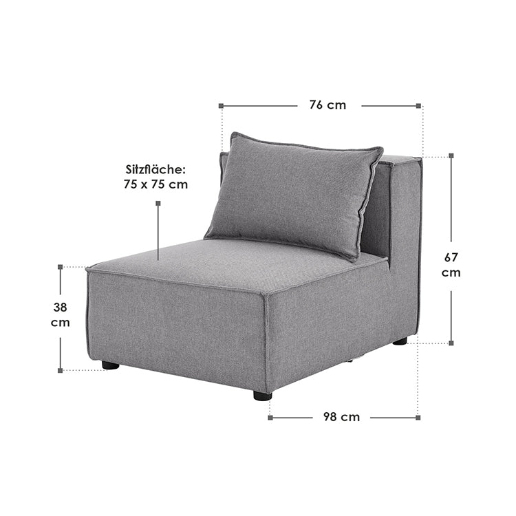 Abmessungen Modulares Sofa Domas - Mittelsofa Stoff Dunkelgrau