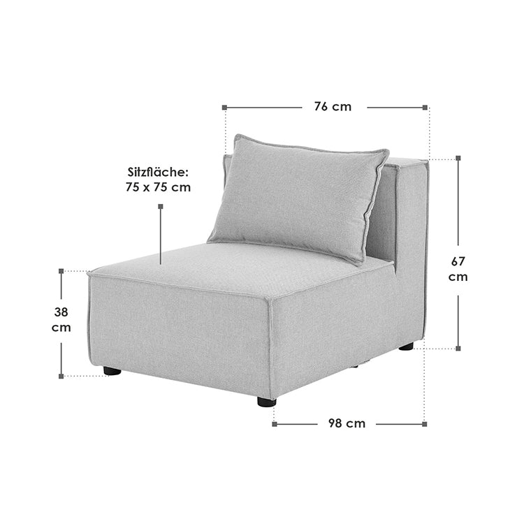 Abmessungen Modulares Sofa Domas - Mittelsofa Stoff Hellgrau