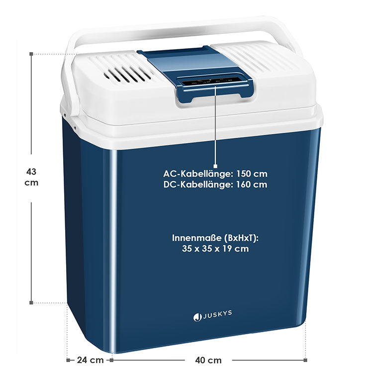 Abmessungen Kühlbox Nordpol 24 Liter in Blau