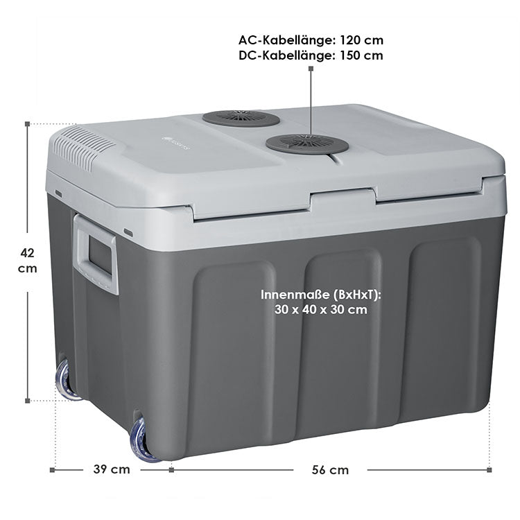 Abmessungen Kühlbox Nordpol 40 Liter in Grau