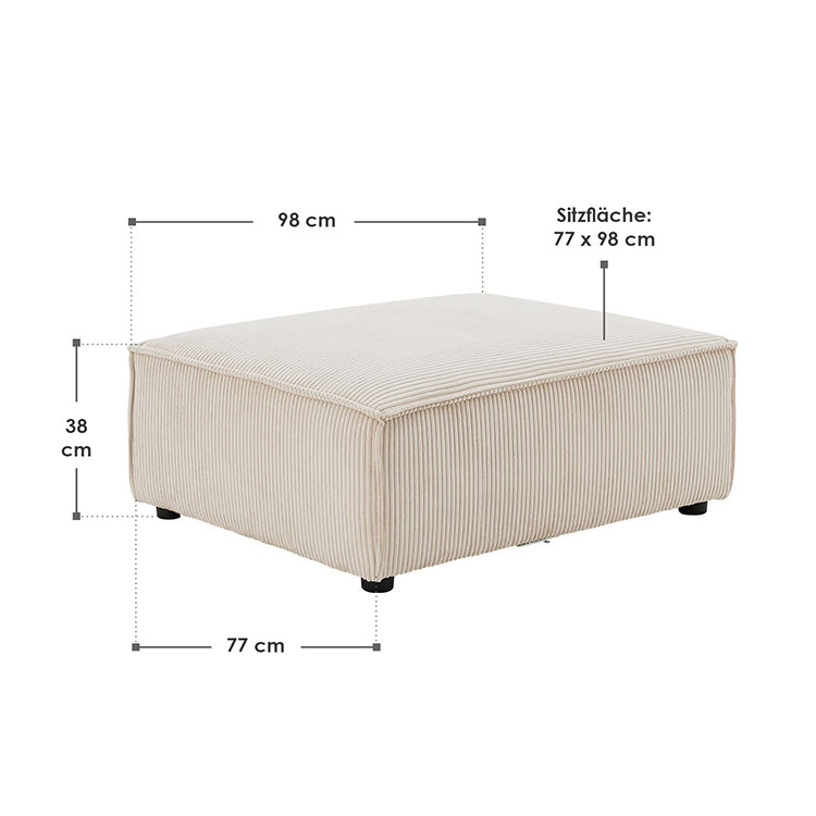 Abmessungen Modulares Sofa Domas - Ottomane Cord Beige