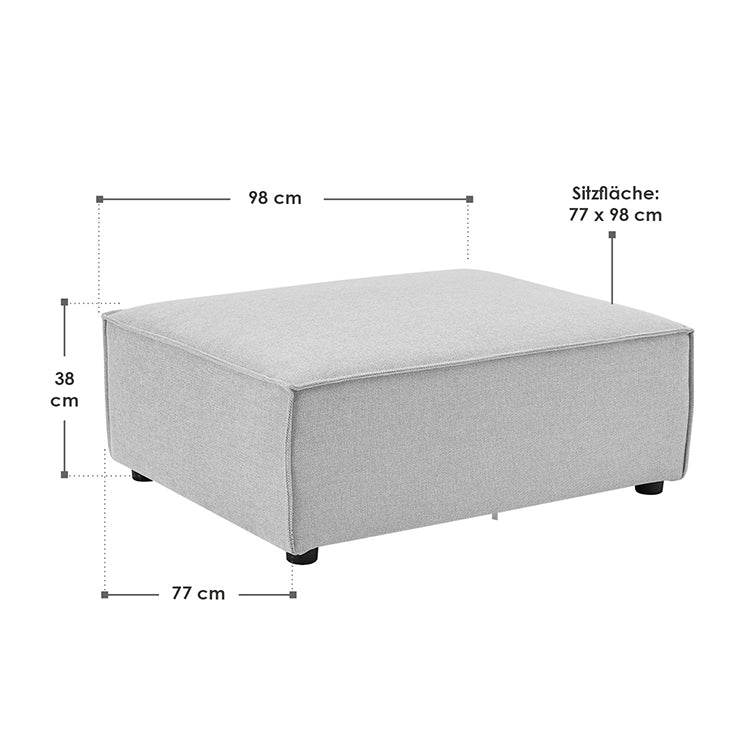 Abmessungen Modulares Sofa Domas - Ottomane Stoff Hellgrau