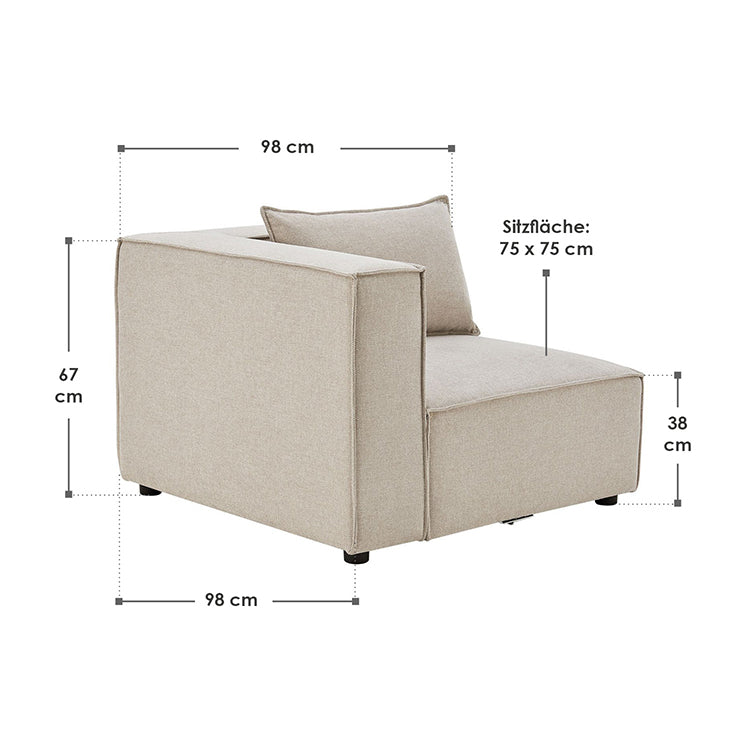 Abmessungen Modulares Sofa Domas - Linkes Ecksofa Stoff Beige