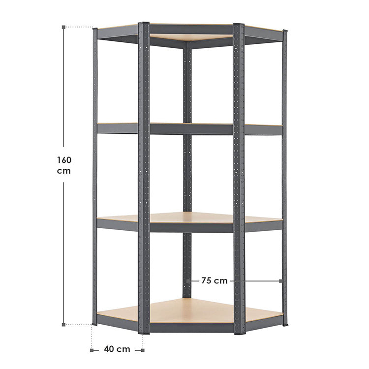 Abmessungen Lagerregal Corner Easy 160 x 75 x 40-75 cm Grau