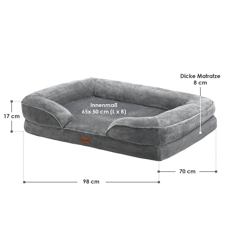 Abmessungen Hundebett Sheena L 89x63x18 cm in Grau