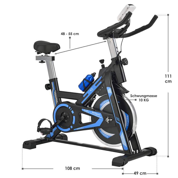 Abmessungsbild vom Speedbike / Ergometer RapidPace