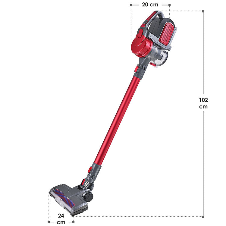 Abmessungsbild Abmessungsbild 2in1 Akku Staubsauger Vac100Pro - rot – mit Wandhalterung und Ladestation