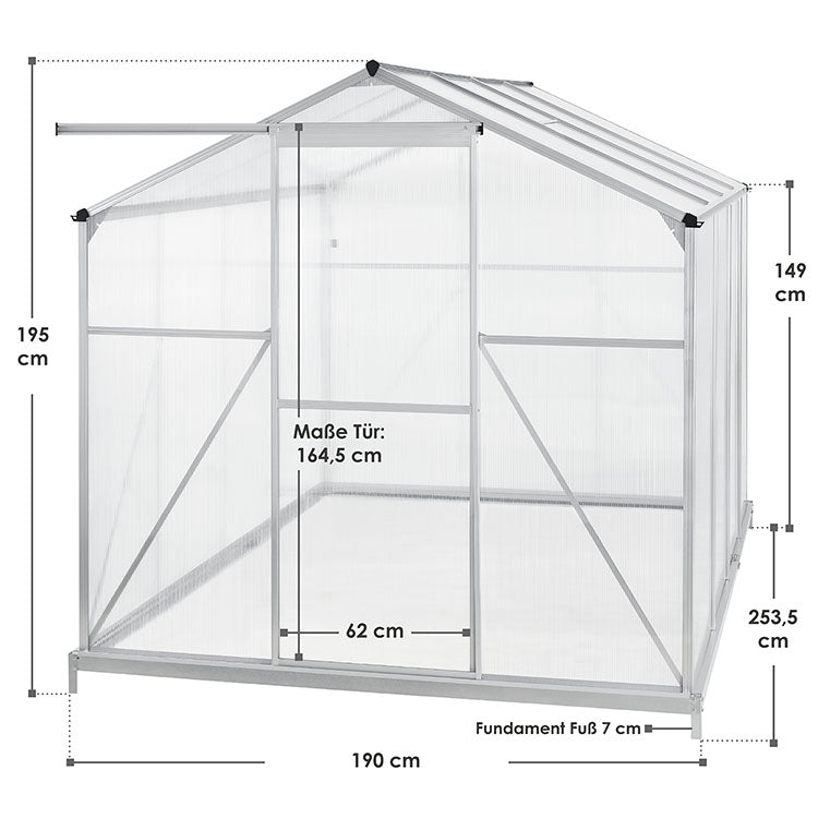 Aluminium Gewächshaus mit Dachfenster