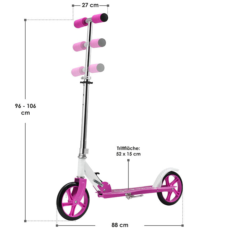 Abmessungen vom Kinder Scooter Girl Power pink mit Tragegurt und Big Wheel Räder