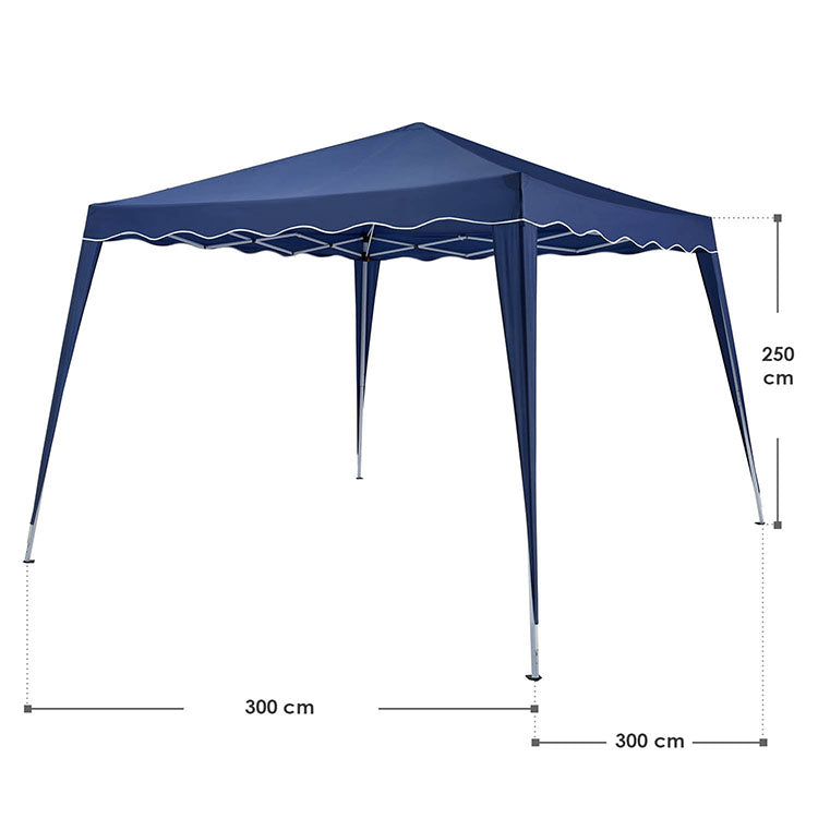 Abmessungen Faltpavillon Vivara 3 x 3 m in Blau