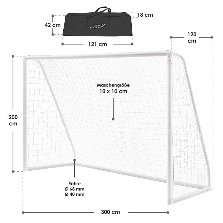 Abmessungen Fußballtor 300x200 cm