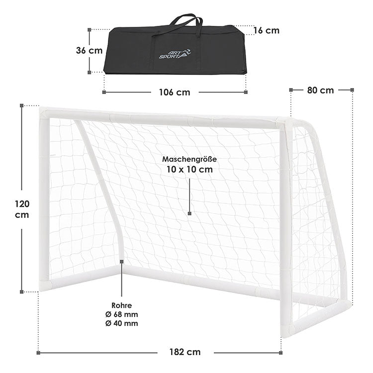 Abmessungen Fußballtor 180x120 cm