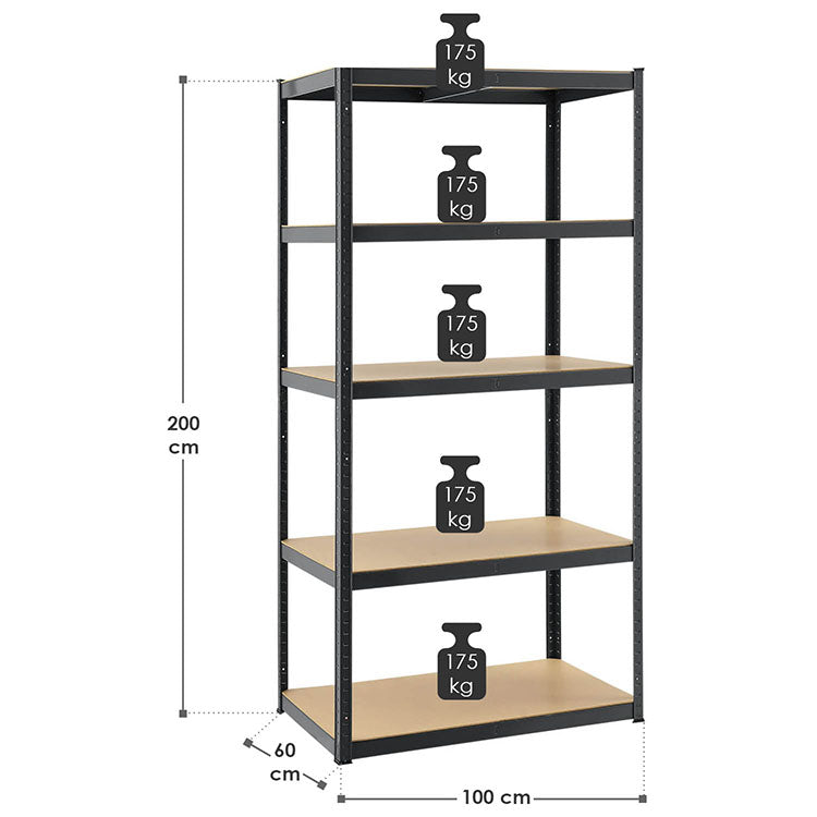 Abmessungen Lagerregal Basic 200 x 100 x 60 cm Grau