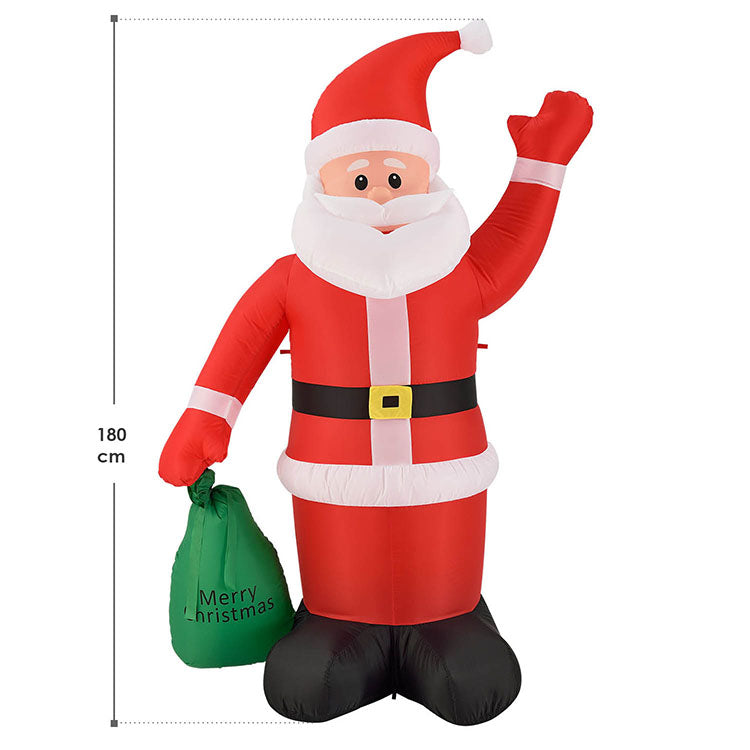 Abmessungen Aufblasbarer XL Weihnachtsmann 180 cm