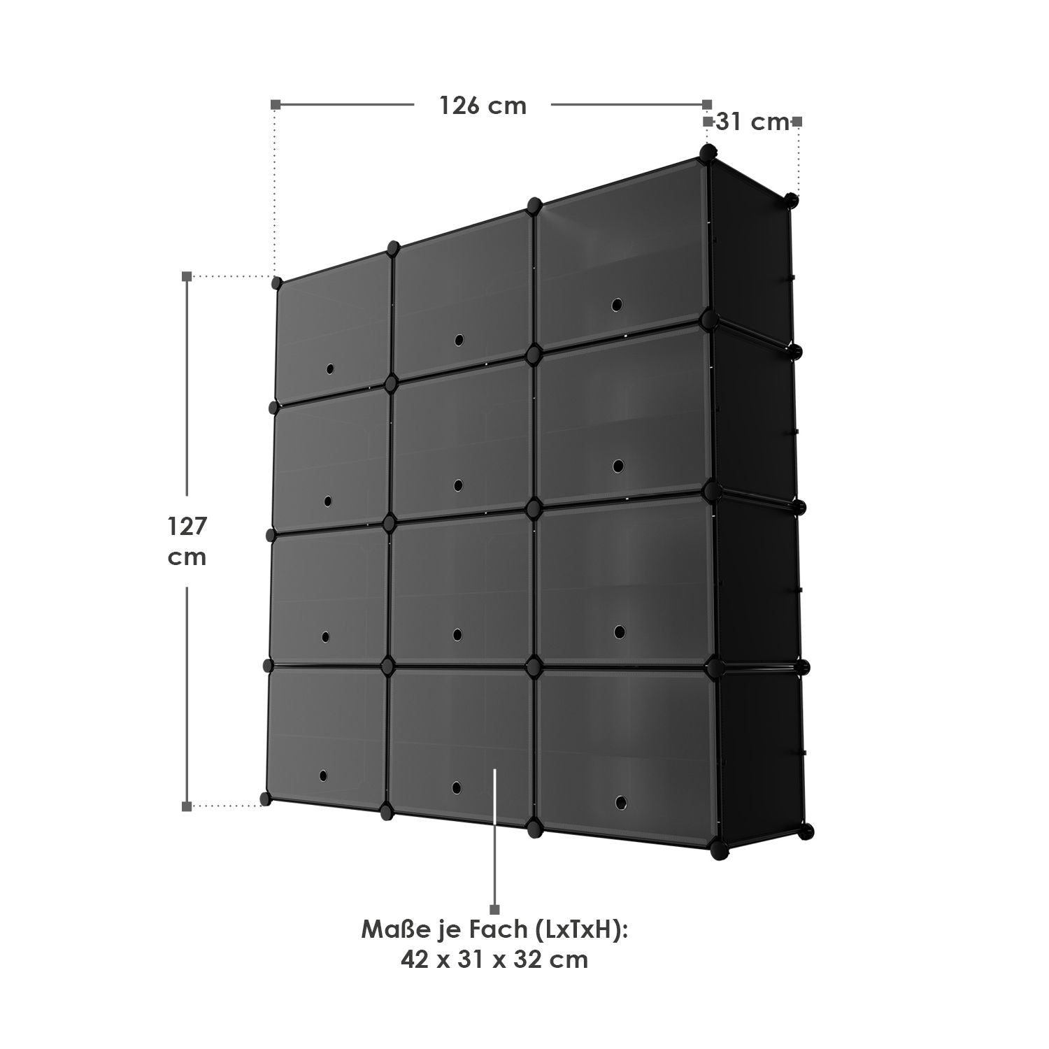 Abmessungen Schuhschrank mit Würfel & Türen