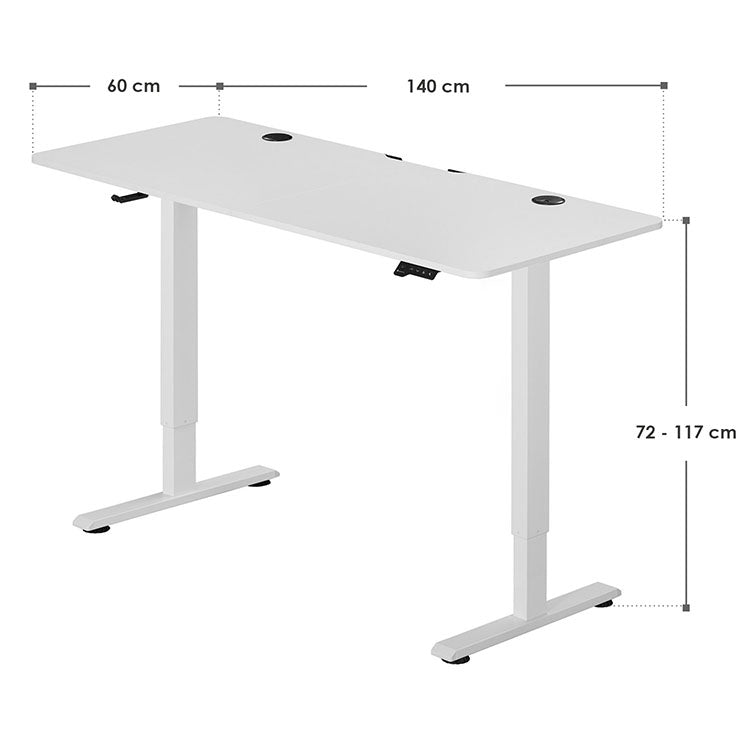 Abmessungen Schreibtisch Office Stand 140x60 cm in Weiß