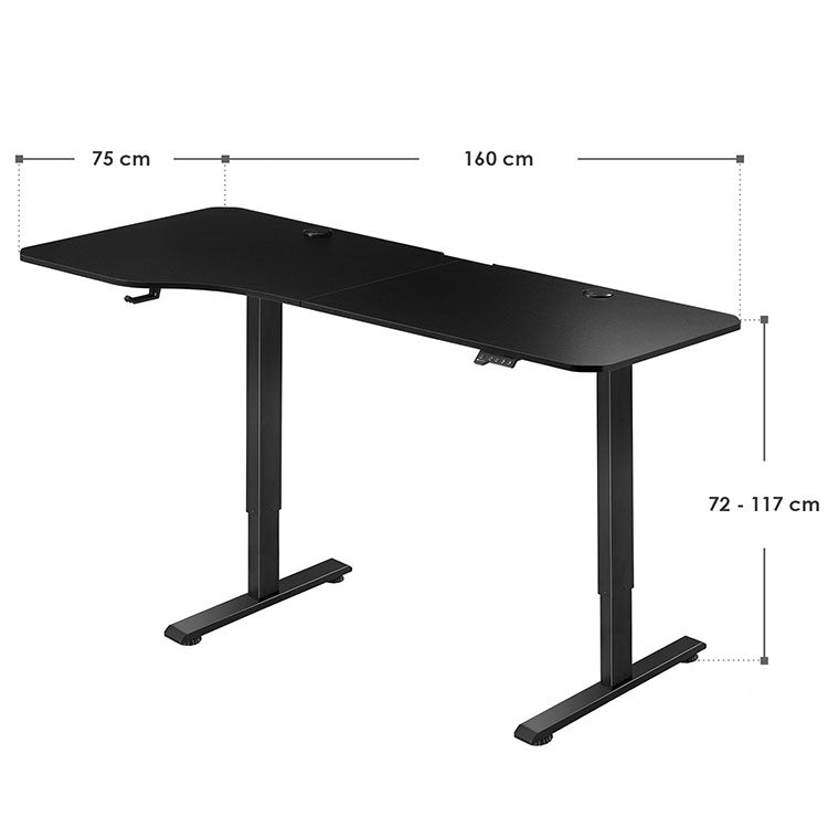 Abmessungen Schreibtisch Office Stand 160x75 cm in Schwarz