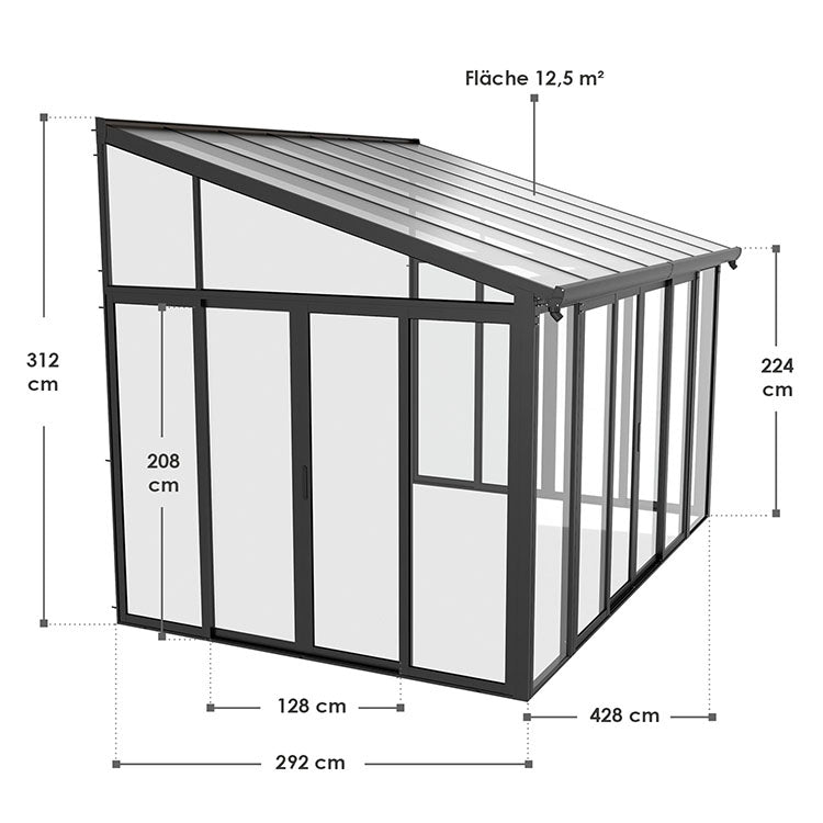 Abmessungen Wintergarten 12 m² in Grau