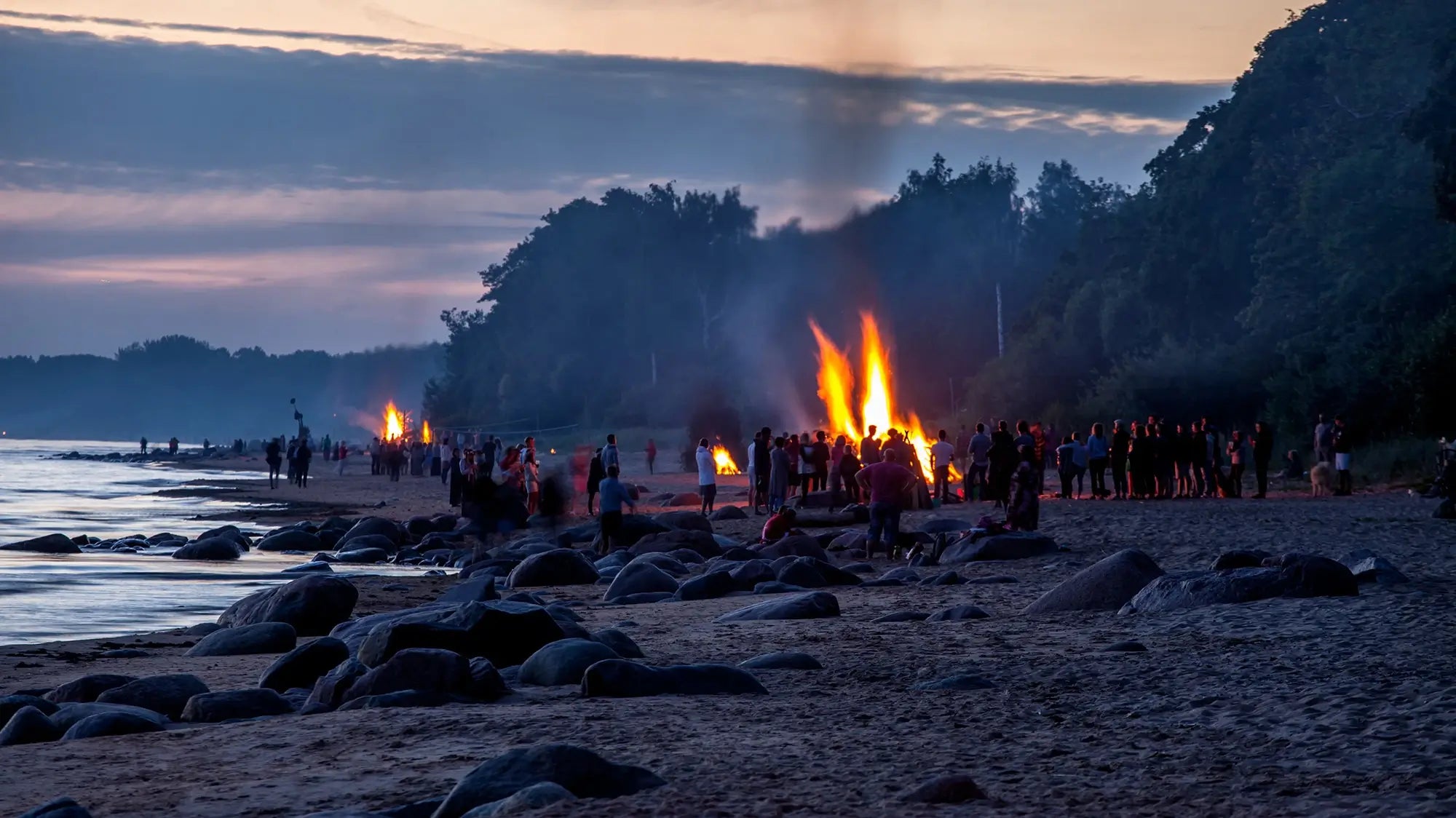 summer solstice bonfires at the beach