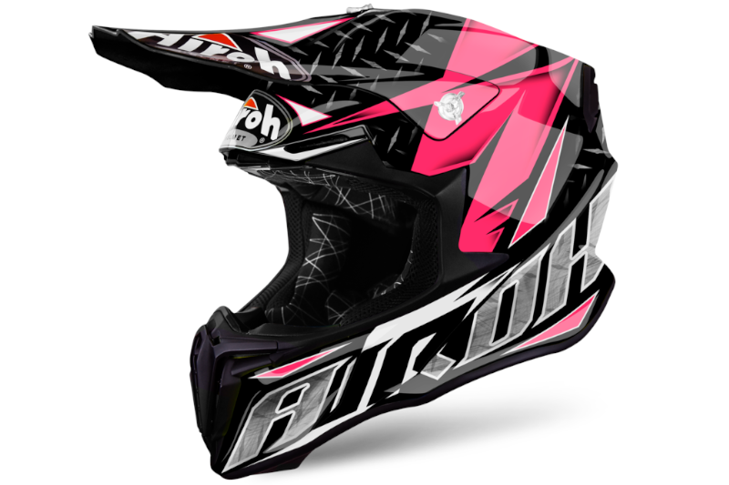 Airoh kask motocyklowy w kolorze czarno-różowym