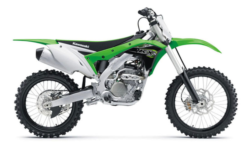 Motocykl Kawasaki KX250F w kolorze biało-zielonym 
