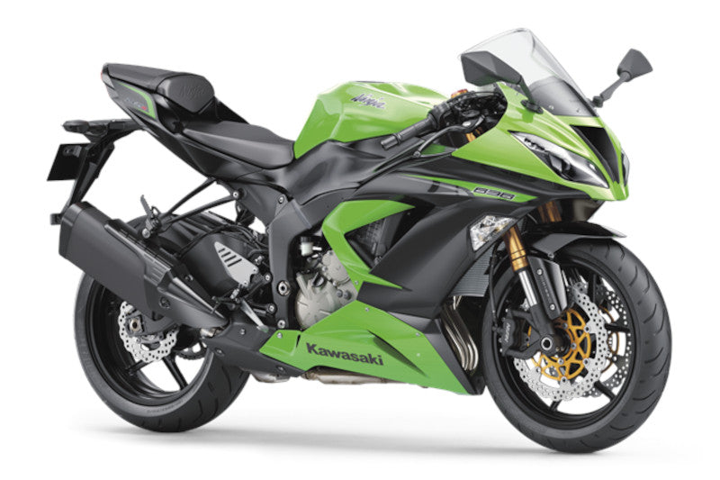 zielony motocykl sportowy kawasaki zx-6r