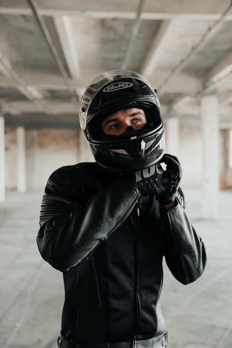 motorcyclist wearing a rebelhorn vandla leather jacket