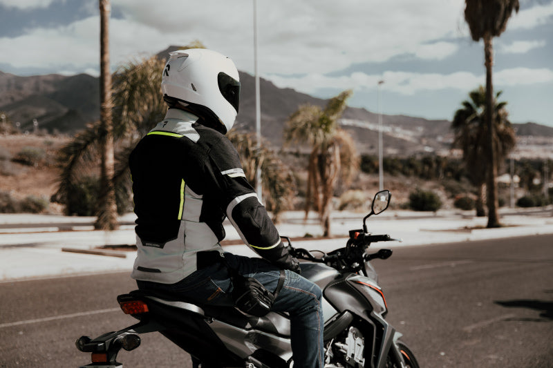 motorcyclist on the road dressed in Rebelhorn Brutale jacket