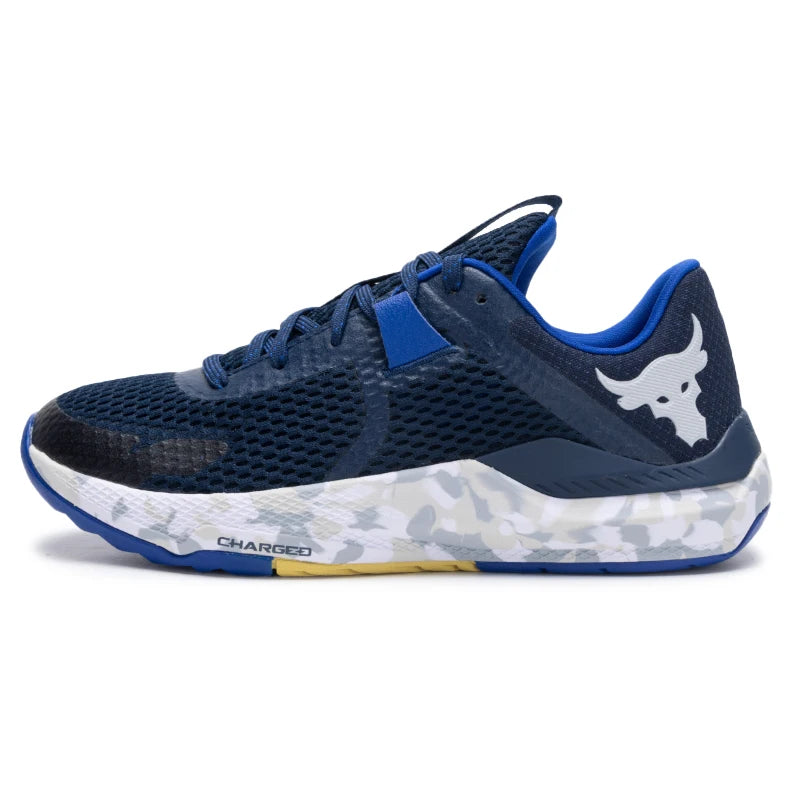 UNDERARMOUR Men Project Rock Strong Sen Training Shoes Fabric Breathable Sports Shoes Soft Cushioning Running Shoes