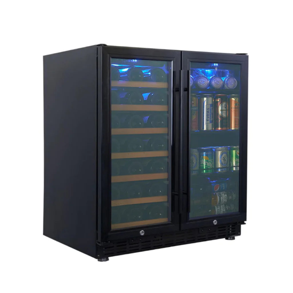 Kings Bottle 30" Under Counter Low-E Glass Door Wine and Beer Cooler Combo