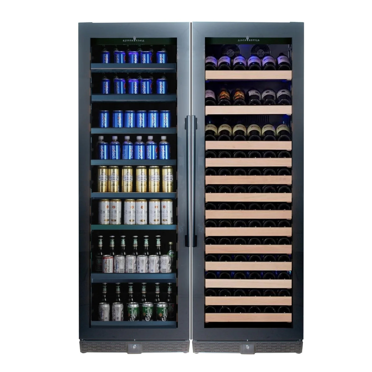 Kings Bottle 72" Large Wine And Beverage Cooler Drinks Combo With Clear Door