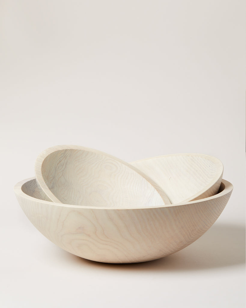 Crafted Wooden Bowls White Farmhouse Pottery