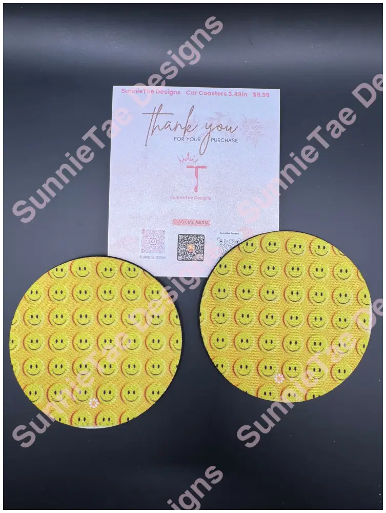 Round Rubber-Backed Coasters – 3.5" Sublimated Designs for Anywhere