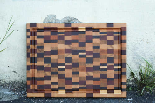 Patriot USA Flag Mahogany, Maple, Epoxy Wood End Grain Handmade Cutting Board