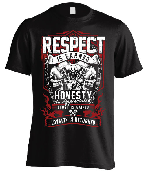 Respect Is Earned Skull & Engine (Front Print) – SkullSociety