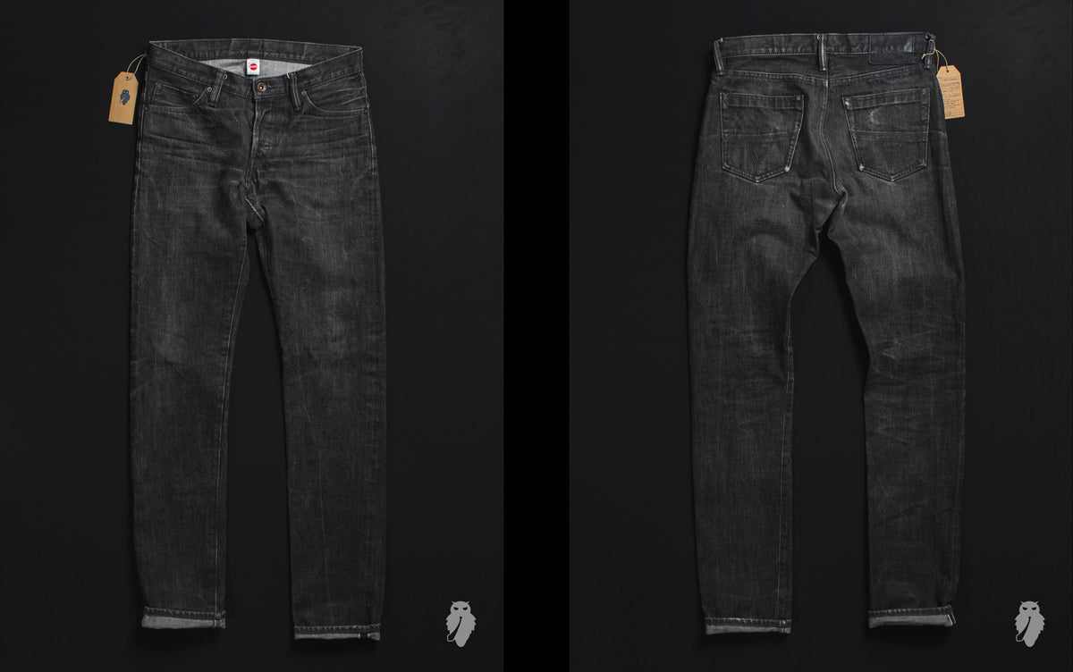 triple works raw denim faded front and back