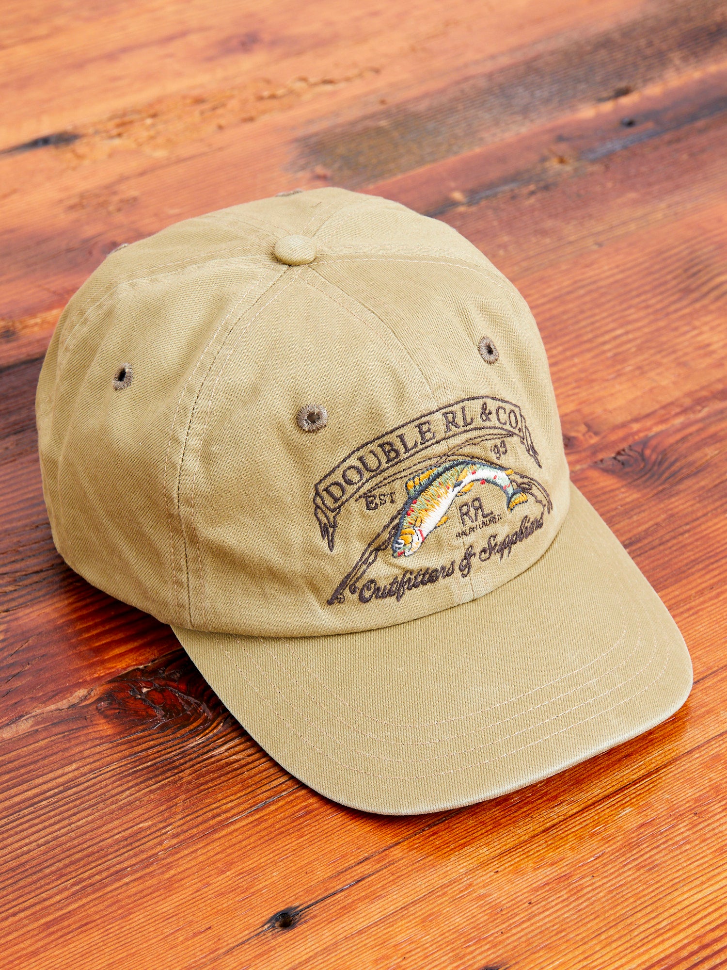 Flat Twill Anglers Baseball Cap in Khaki