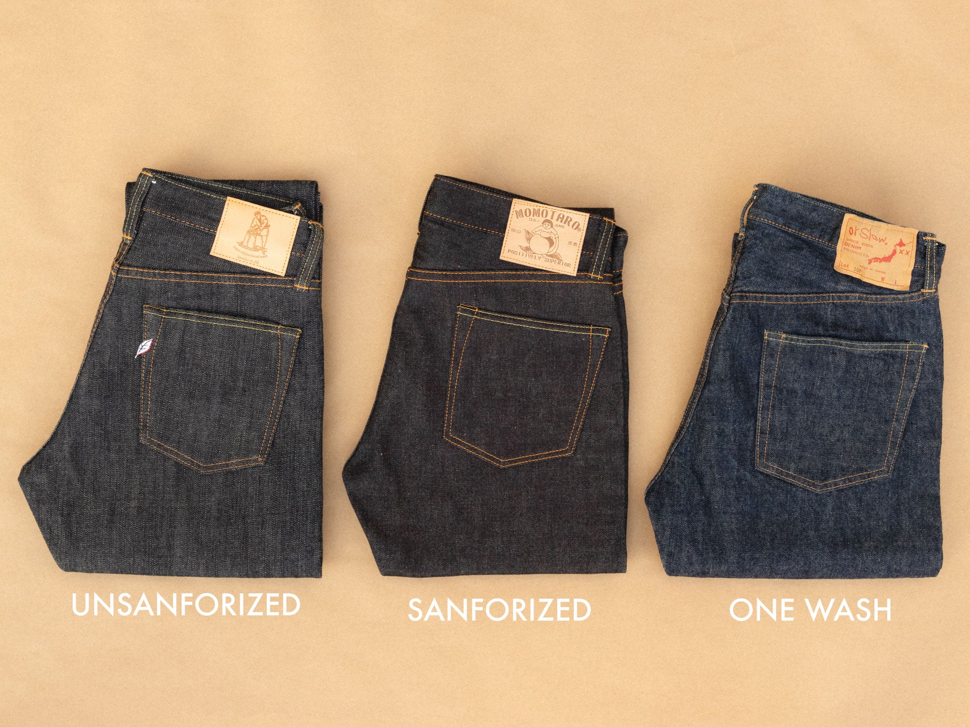 unwashed denim jeans