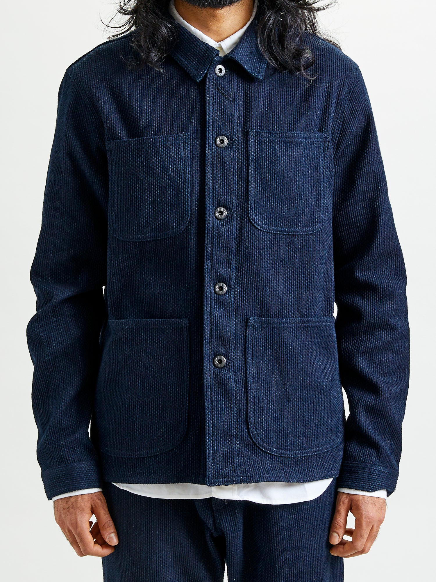 11oz Sashiko Coverall Jacket in Indigo