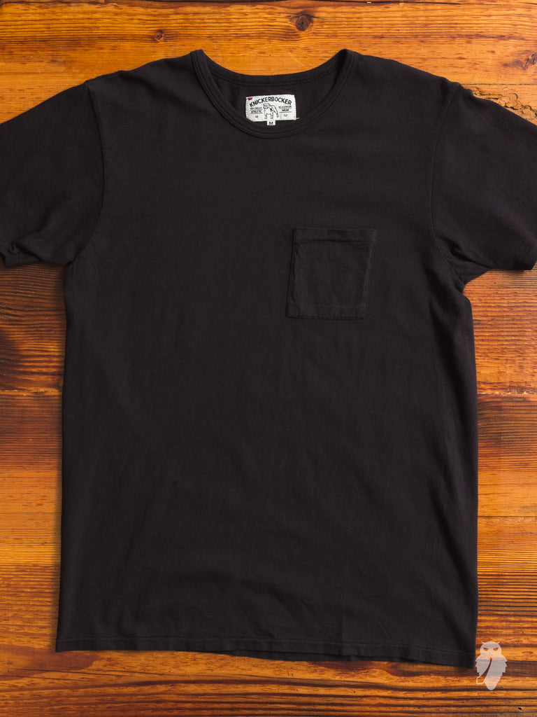 Tube Knit Pocket TShirt in Black Blue Owl