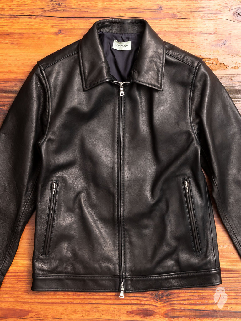 Cowhide Leather Rider S Jacket In Black Blue Owl Workshop