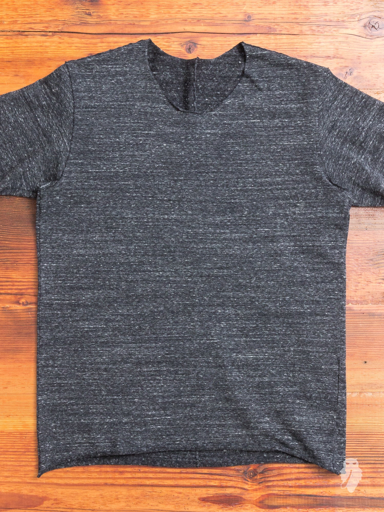 Raw Hem Kasuri T-Shirt in Charcoal